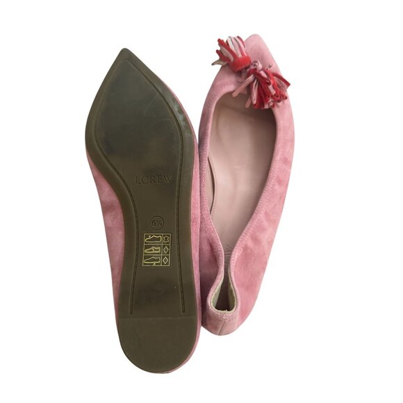 J CREW Pink Suede Tassle Pointed Flats Size 6.5 - Picture 4 of 8